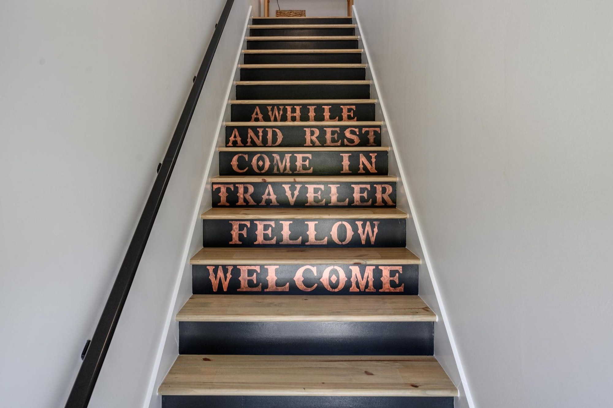 Interior staircase leading to The Roost